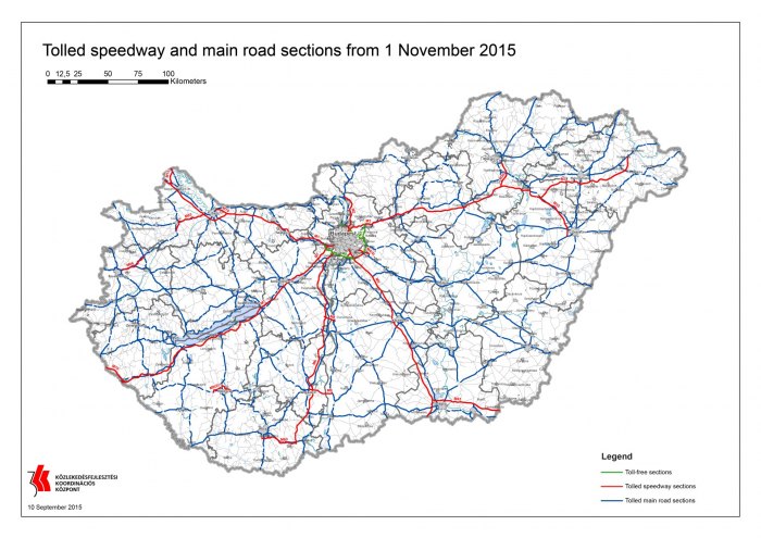 Карта автомобильных платных дорог Венгрии