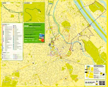 Общая карта маршрутов Вены для Хоп-он Хоп офф - Красный, Зеленый, Синий