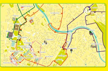 Подробная карта Вены для маршрутов Хоп-он Хоп офф - Красный, синий, зеленый